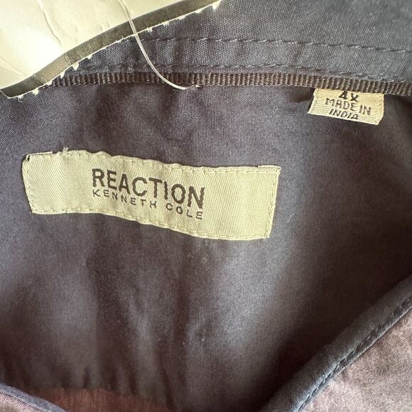 Reaction Kenneth Cole Men Long Sleeve Shirt Big &Tall 4XL Eggplant Button Up New - Picture 4 of 4